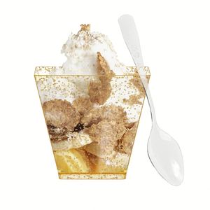 Wholesaler Premium 60ml Disposable Gold Glitter <b>Plastic</b> Bowls Mini Dessert Shooter <b>Cups</b> 2 Oz Small <b>Plastic</b> Square Dessert <b>Cups</b> - Product Image 2