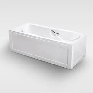 White pure plastic 2 sided skirt bathtub for adult with panels for bathing