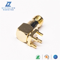 Conector RF hembra de ángulo recto RP SMA chapado en oro de 90 grados, conectores coaxiales internos roscados externos