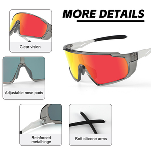 Nouvelles lunettes <span class=keywords><strong>de</strong></span> cricket personnalisées avec logo, protection UV400, miroir <span class=keywords><strong>de</strong></span> sécurité, lunettes <span class=keywords><strong>de</strong></span> soleil <span class=keywords><strong>de</strong></span> vélo avec protection enveloppante pour le cyclisme - Product Image 2
