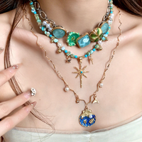 Collier Bowei avec pendentif fleur en coquillage incrusté de diamants, chaîne de clavicule bohème en alliage