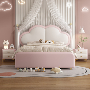 Crema stile Cloud per bambini principessa <span class=keywords><strong>letto</strong></span> a forma di amore per ragazze camera da <span class=keywords><strong>letto</strong></span> in pelle <span class=keywords><strong>letto</strong></span> <span class=keywords><strong>singolo</strong></span> moderno rosa lusso per bambini - Product Image 5