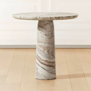 Kumusi Furniture Elegant Marble <strong>Side</strong> <strong>Table</strong> for Bedroom Hotel or Living Room Small Natural End <strong>Table</strong> for <strong>Sofa</strong> - Product Image 1