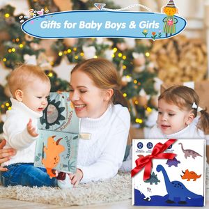 Libros 3D Touch and Feel para bebés de 0-12 meses personalizados con muñeco Dino, regalo de Navidad para recién nacidos, libros de tela para bebés, Juguetes - Product Image 2