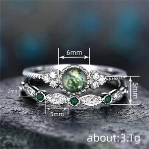 Anillos de Esmeralda para Mujer A135 con Engaste Pavé, Piedra Natural Redonda, Joyería de Moda para Compromiso - Product Image 4