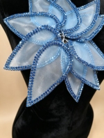 Ocstrade 10 pièces, appliques de fleurs en organza 3D faites à la main, décoration en strass bleu clair, patch pour la création de vêtements