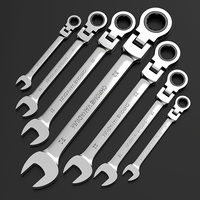 Jeu de clés à cliquet à tête flexible unique en acier au carbone clé à cliquet métrique clé à molette CrV Gear outil de réparation de clé de voiture OEM