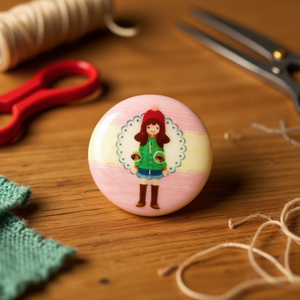Bottone Decorativo in Perla Ilan 30mm con Design Ragazza per Lavori Artigianali - Product Image 2