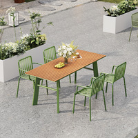 Table à manger d'extérieur Restaurant Table et chaise d'extérieur en bois plastique Café table rectangulaire étanche