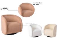 CARLFORD Fauteuil Compresse, Fauteuil pivotant en tissu Teddy, Fauteuil d'appoint pivotant pour hôtel, Sillones Comprimidos
