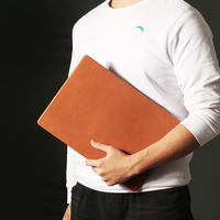 Étui pour ordinateur portable étanche en gros recyclé couverture finie en cuir véritable pour hommes sacoche pour ordinateur portable MacBook