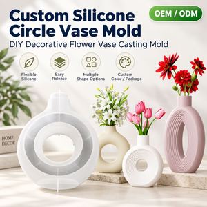 Molde de silicona grande y duradero para jarrones, para uso doméstico, bricolaje, jarrones de hormigón con diseño decorativo de donut a rayas estilo INS - Product Image 1