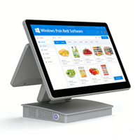 Terminal de point de vente de haute qualité d'usine, tout-en-un, double écran, écran tactile de 15,6 pouces, lecteur de cartes NFC compatible pour les épiceries