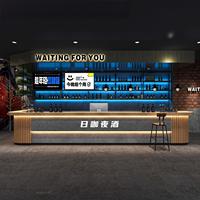 Porte-bouteilles en bois de style industriel, luxe léger et créatif, avec un design en forme de L écologique et durable pour les bars et les comptoirs à cocktails