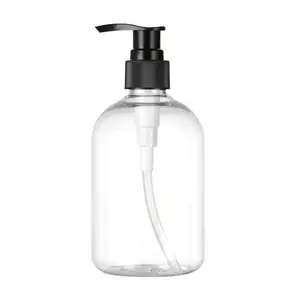 Wasserdichte 300ml transparente Hautpflege Hand wasch shampoo Nachfüllbare PET-Plastik flasche mit weißem schwarzem Pumps chraub verschluss