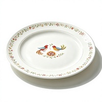 Assiette en céramique de porcelaine ronde à motif floral d'oiseaux, vaisselle multicolore pour la salle à manger à domicile