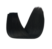 Extensions de cheveux humains Halo Hair Durability Jet Black, aspect naturel, pointes pleines, fil invisible, clips sécurisés, faciles à utiliser.