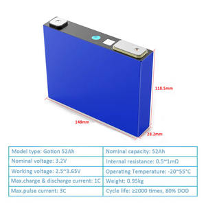 Batterie al Litio LiFePO4 Guoxuan Gotion 3.2V 52Ah 50Ah Nuove Celle Prismatiche agli Ioni di Litio - Product Image 3