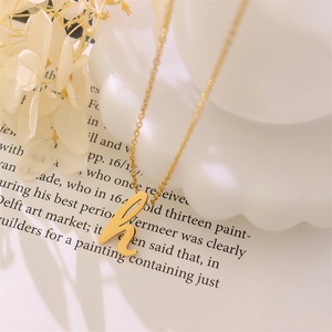 Simple H Alphabet Letter Necklaces Gold Stainless Steel Fashion Blank Pendant Plated Women Letter Jewelry Long <b>Chain</b> Necklace - Product Image 2