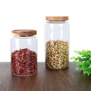 Fabricant <span class=keywords><strong>de</strong></span> bocaux en verre à large ouverture pour le stockage des aliments en cuisine, contenants en verre avec couvercle hermétique en bois d'acacia - Product Image 5