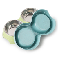 Double bols antidérapants en acier inoxydable pour chiens et chats, faciles à nettoyer, parfaits pour la nourriture et l'eau.