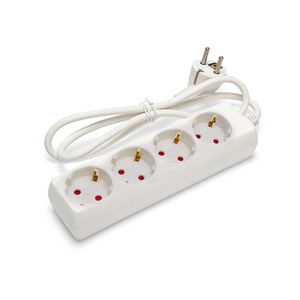 Barre d'alimentation 4 prises 1,5 m, 3G, 1,5 mm blanche sans interrupteur, idéale pour les connexions électriques à la maison et au bureau. - Product Image 1