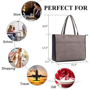 Women 15-4 4Inch Laptop <b>Bag</b> promotion display for <b>Work</b> Lightweight polyester <b>Tote</b> <b>Bag</b> with zip Office Briefcase <b>Black</b> - Product Image 3