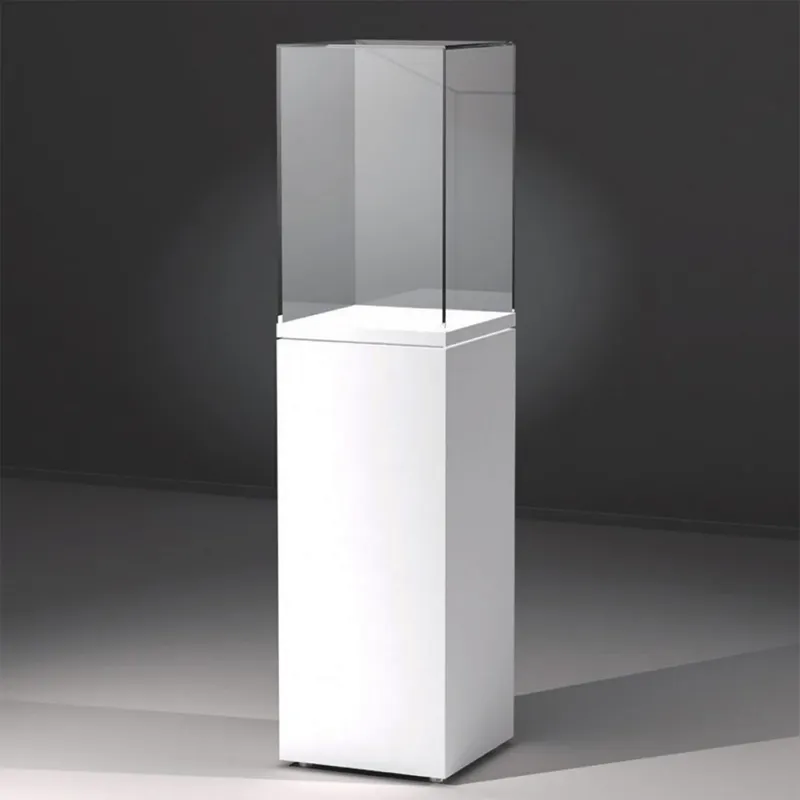 Plinto De Pedestal De Exibição De Acrílico Preto Com Vitrina Gloss Preto Laminado Acrílico Pedestal Display Case