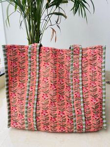 Handcrafted Block Printed Organic Cotton Tote Bag Bohemian Pattern Everyday Handbag - Product Image 3