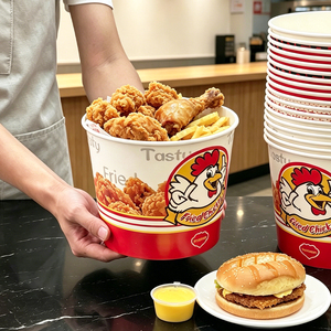 Vente directe usine : Seau à popcorn personnalisé, Seau familial pour poulet frit, frites et cuisses de poulet, Seau en papier pour aliments frits - Product Image 3