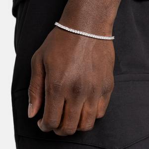 4mm Luxury <b>silver</b> round diamond tennis <b>bracelet</b> for <b>men</b> elegant minimalist iced out jewelry stylish party wear - Product Image 2