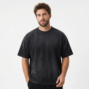 T-shirt surdimensionné confortable pour homme, effet délavé, respirant, taille personnalisée, en stock, fabriqué en coton, t-shirt effet délavé - Product Image 1