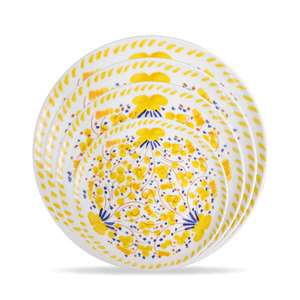 复古 12 英寸黄色花卉图案大餐盘套装手绘陶瓷餐具婚礼装饰瓷器批发 - Product Image 2