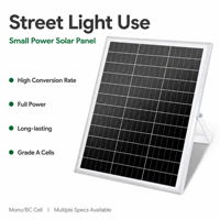 Petit panneau solaire monocristallin 50W 12V 18V avec face en verre, module photovoltaïque solaire personnalisé pour éclairage public
