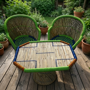 Nouveau modèle de tabouret d'entrée en bois de bambou, design victorien moderne, revêtement en cuir, pour chambre à coucher, appartement, école - Product Image 1