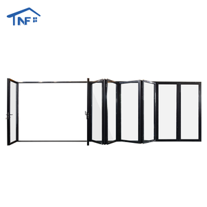 <span class=keywords><strong>Puerta</strong></span> de cristal plegable de aleación de aluminio de diseño moderno, puertas de acordeón impermeables para Villa, superficie acabada, Red de pantalla de fibra de vidrio - Product Image 5