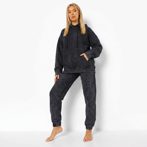 Chándal de Maternidad para Mujer, Talla Grande, Invierno, Color Sólido, con Capucha, Forro Polar de Poliéster/Algodón, Ligero, Transpirable, Antibacteriano - Product Image 5