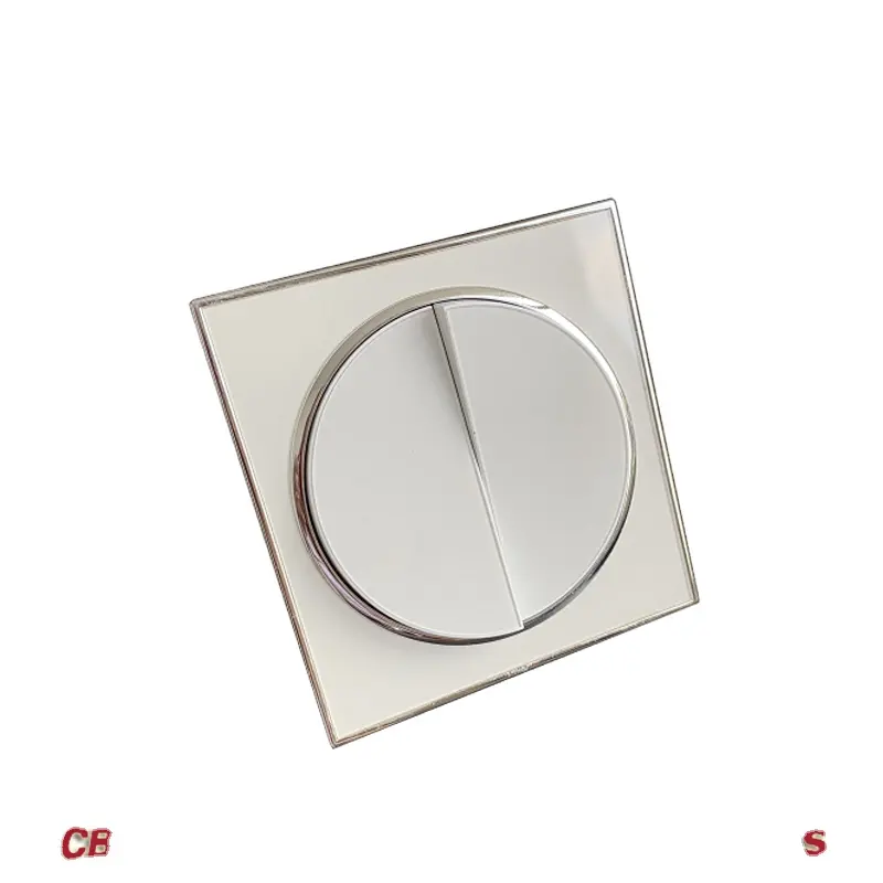 K8 acrylic round button white 2gang switch and socket mirror switch wall light switch