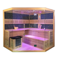Prix d'usine Sauna sec traditionnel finlandais pour la maison, sauna à vapeur intérieure, lumière rouge, double couche, panneau de commande informatique solide d'angle, villa