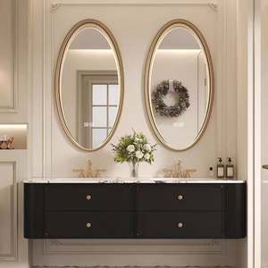 Exquisite <b>Light</b> Retro Style Suspended Washbasin Arched Wall Mounted <b>Mirror</b> Layered Bathroom <b>Vanity</b> - Product Image 4
