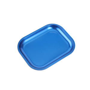 Venta al por mayor bandeja de metal rodante 18*14cm bandeja de metal en blanco para tabaco bandeja de metal en blanco azul verde rosa bandeja rodante personalizada - Product Image 3