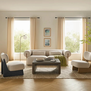 Fauteuil simple en bois massif, forme ovale, pieds en caoutchouc noir, style moderne minimaliste pour salon - Product Image 4