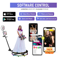 Plateforme rotative motorisée de 60 à 150 cm de diamètre, cabine photo 360° avec caméra rotative et éclairage RVB pour mariages et événements