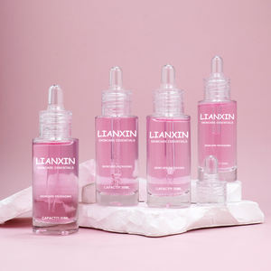 Flache Schulter Milchglas Tropf flasche 1 Unze 100ml Rosa und Weiß Transparente Hautpflege Ätherisches Öl Essenz Klare Flasche - Product Image 6