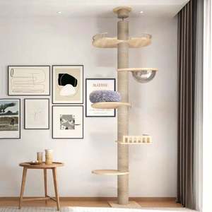 <span class=keywords><strong>Arbre</strong></span> à <span class=keywords><strong>chat</strong></span> de luxe en bois massif, grand et robuste, <span class=keywords><strong>avec</strong></span> enclos pour litière et lit, du sol au plafond, pour chats de grande taille - Product Image 2