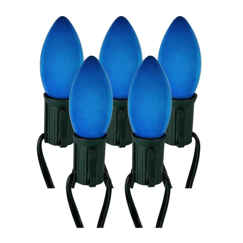 Hq 25lt C9 Lichtset Keramische Blauwe Lamp E17 Socket Kerst Decoratie Opknoping Tuin Buiten Led Snaarlicht