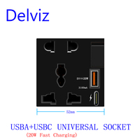 Panneau en verre Delviz, prise électrique, prise de charge rapide, interrupteur mural DIY, prise murale USB universelle internationale 13A