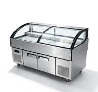 Comptoir de présentation à plusieurs niveaux en acier inoxydable, type table à glace, pour fruits de mer, fruits, buffet, supermarché