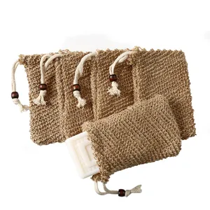 Brown Ramie Soap Exfoliating Bag Pouch Soap Saver Natural Ramie Bags Hand Made Soap Mesh Bags