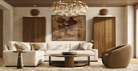 Meubles de luxe pour salon intérieur de style américain Grandes tables basses rondes en bois